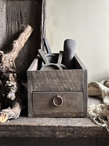 Rustic <b>Small</b> Wooden <b>Storage</b> Bin with <b>Drawer</b> Handmade Vintage Organizer Box Decorative Home <b>Storage</b> Furniture for Living Room - Product Image 2