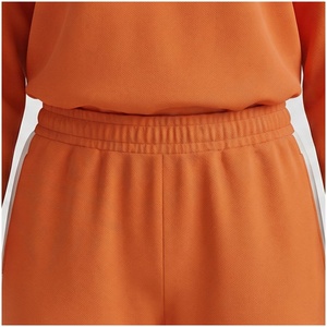 <b>Women</b> Orange Solid Color Crew Neck Tracksuit Set Full Sleeve Loose Fit Casual Autumn Wear 100% Cotton Midweight <b>Fleece</b> <b>Jogger</b> - Product Image 5