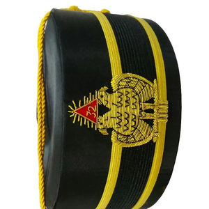 Casquette de Maître de Cérémonie de l'Arche Royale de Qualité Standard, en Velours Rouge et Cordon Doré, avec Ceinture Réglable, Chapeau Rond de Franc-Maçon - Product Image 4