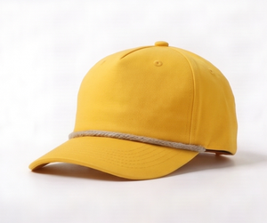 Gorra de Cuerda de Algodón Amarilla Unisex, Ajustable, con Ribete de Cuerda, Estilo Casual, para Primavera/Verano, para Adultos - Product Image 4