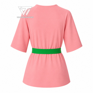 Alfa Griega al por Mayor |   Kapa |   Alfa |   Ropa de Sororidad, Blusa Tipo Túnica con Cinturón para Mujer |   Blusa informal con cinturón y manga corta - Product Image 2