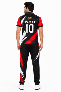 Conjunto de Uniforme de Cricket para Hombre SALSTAR, Camiseta Polo Sublimada de Secado Rápido y Pantalones, Diseño Rojo, Negro y Blanco, Ropa para Todas las Temporadas - Product Image 2