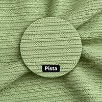 Tissu en maille côtelée double en polyester, couleur pistache, textile extensible texturé pour vêtements de mode et fabrication de vêtements