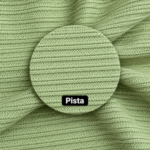 Tissu en maille côtelée double en polyester, couleur pistache, textile extensible texturé pour vêtements de mode et fabrication de vêtements - Product Image 2