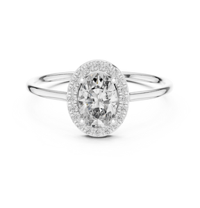 Oval & Round Cut Lab Grown Diamond Engagement <b>Ring</b> 14K Yellow Gold Halo Wedding Band for Women with Certification - Product Image 5
