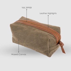 Leather Canvas Durable Large Zipper Waterproof for Bag Travel Organizer Vintage Dopp Kit Cosmetic <b>Storage</b> for Men LCTB-0005 - Product Image 3