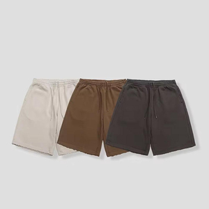 Pantalones Cortos Bermuda de Algodón Beige para Hombre, Cintura Media con Cordón Ajustable, Cintura Elástica con Bolsillos, Color Sólido, Estilo Casual, Tejido Transpirable - Product Image 1