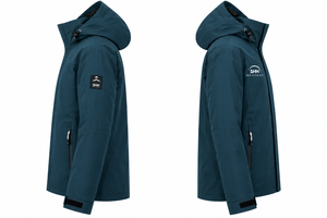 <b>Men</b>’s Teal Waterproof Hooded Shell <b>Jacket</b> <b>Lightweight</b> Windbreaker with Adjustable Cuffs Zip Pockets Custom Outdoor Rainwear - Product Image 3