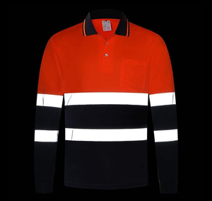 Chemise de travail haute visibilité pour homme, col polo, manches longues, bandes réfléchissantes, logo personnalisé, vêtements de travail durables, uniforme - Product Image 4