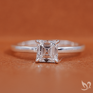 IGI Certified 1CT Asscher Cut Lab Grown Diamond Solitaire Ring 10K White Gold <b>Step</b> Cut Engagement Ring - Product Image 1