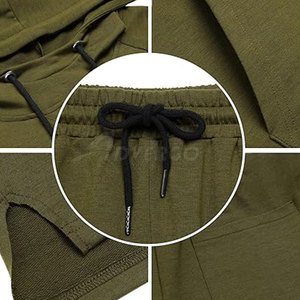 ชุดเซ็ตฮู้ดดี้แขนสั้นผ้าฝ้ายแท้ 100% แห้งเร็วสำหรับผู้ชาย ขายส่ง ดีไซน์ล่าสุด ชุดเซ็ตฮู้ดดี้และกางเกงขาสั้นสำหรับผู้ชาย ขายออนไลน์ - Product Image 5