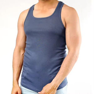 High Quality <b>Mens</b> Gym Tank Top Crew Neck Quick Dry Breathable Fitness <b>Singlet</b> Ribbed Cotton Vest - Product Image 4