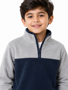 Sweat-shirt à col zippé en polaire pour enfants Livster, pull thermique doux pour garçons, col haut, manches longues, haut en polaire d'hiver, couleur - Product Image 4