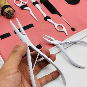Kit d'outils professionnels pour extensions de cheveux - Ensemble d'outils d'extension de cheveux pour experts, aiguilles en forme de C avec ciseaux pour stylistes - Product Image 3