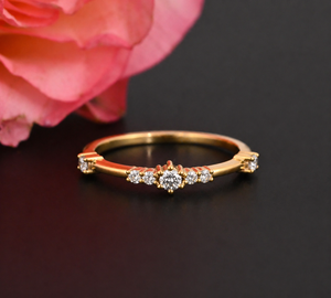 Dainty Diamond <b>Ring</b> 0.19 Ct, Minimal Diamond <b>Ring</b>, Gold Stacking <b>Ring</b>, Delicate Engagement <b>Ring</b>, Everyday <b>Ring</b>, Gift for Her - Product Image 1