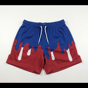 Servicio OEM al por mayor: Pantalones cortos de malla transpirables 100% poliéster para hombre con estampado personalizado de helado goteando - Product Image 6
