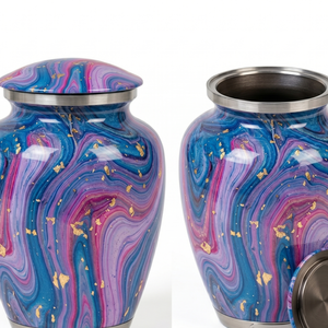 Galaxy Cremation Urn Aluminum Ashes <b>Keepsake</b> Crematory Urn Blue Pink Decorative <b>Memorial</b> Vessel - Product Image 2