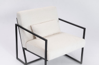 Fauteuil d'appoint en tissu bouclé personnalisé, fauteuil lounge moderne avec rembourrage en mousse haute densité et structure en métal thermolaqué