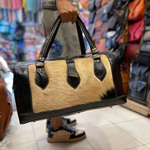 Bolsa de Viaje de Cuero Genuino con Cierre de Cremallera, Ligera, de Gran Capacidad, Personalizable con Marca, OEM LHODB-0082 - Product Image 1