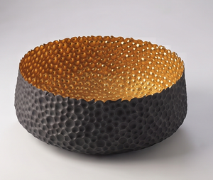 Handmade Metal Bowl With Textured <b>Honeycomb</b> Design Modern Style <b>Decorative</b> Tableware For Gifting Kitchen Dining Display - Product Image 1