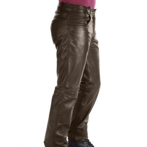 Modern Men Leather Pants Stylish Genuine Leather Slim Fit Casual Outdoor Biker Wear - Product Image 3