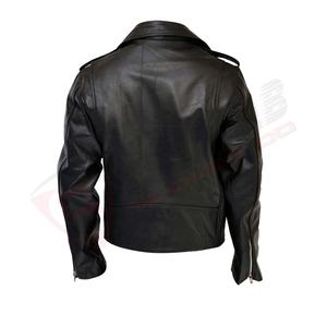 Mode col matelassé en peau d'agneau véritable manteaux de créateur personnalisés veste en cuir de moto pour hommes coupe ajustée avec poches - Product Image 2