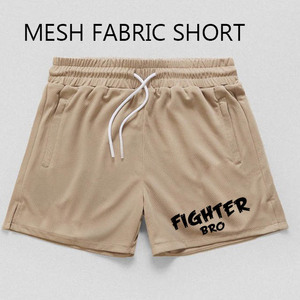 Pantalones cortos de malla para hombre Fighter Bro con cintura con cordón y bolsillos, ropa deportiva informal - Product Image 6