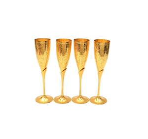 Ensemble de 4 verres à vin en laiton doré, verres en métal courbés, articles de vaisselle et de table élégants pour mariage et fête - Product Image 1