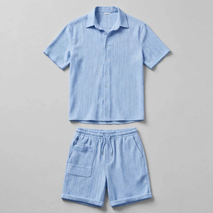 Wholesale Summer Men's Casual Shorts <b>Set</b> Plain Color Solid 100% Cotton Jersey Quick Dry Knitted Pocket Customized Logo <b>Twin</b> <b>Set</b> - Product Image 5