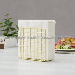 Distributeur de serviettes en métal doré Design unique Porte-mouchoirs en fil métallique Fournitures de gros pour vaisselle et accessoires pour la maison - Product Image 3