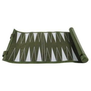 Jeu de backgammon de luxe en cuir PU pliable et portable avec logo personnalisé, ensemble de backgammon avec rangement enroulable. - Product Image 2