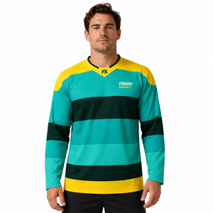 Maillots de hockey sur glace professionnels sublimés sur mesure, uniformes d'équipe rayés respirants de haute qualité, vêtements de sport d'entraînement en gros - Product Image 3