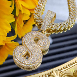 Collar Personalizado con Colgante de Letra 'D' con Diamantes de Moissanita, Estilo Hip Hop, Cadena de Lujo con Brillantes - Product Image 3