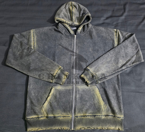 Nouveauté 2026 – Sweat à capuche vintage uni délavé à l'acide pour homme, anti-rides, avec fermeture éclair, hiver, 100 % coton molletonné, respirant et confortable - Product Image 1