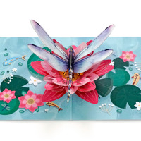 Tarjeta de Agradecimiento con Diseño Personalizado y Libélula 3D Pop-up, Tarjetas de Felicitación para Negocios