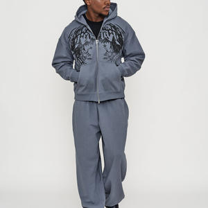 Sudaderas con Capucha y Cremallera de Estilo Gótico Personalizadas para Hombre, Precio Económico al por Mayor, Sudadera con Cremallera de Algodón de Primera Calidad - Product Image 3