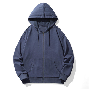 Sweat à capuche unisexe d'hiver imprimé zippé en maille ample respirante en polyester et coton écologique – Vente en gros - Product Image 2