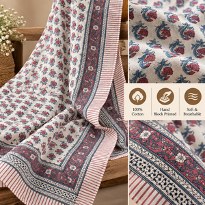 Traditional Cotton Sarong <b>for</b> <b>Women</b> Hand Block Printed Long Beach Wrap Soft Indian <b>Shawl</b> Summer Cover Up Travel Scarf Daily Wear - Product Image 3
