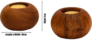 Portavelas Redondo de Madera para Velas de Té |   Portavelas de madera hecho a mano |   Decoración Rústica Minimalista para el Hogar por B H Brothers - Product Image 6