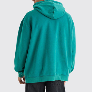 Sweat-shirt à capuche surdimensionné uni avec logo 3D personnalisé, en molleton épais de coton pour hommes, style streetwear - Product Image 2