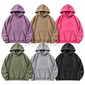 Sweat-shirt à capuche 100 % coton molletonné, couleur unie, pour homme, style vintage délavé, OEM 400 GSM, effet délavé à l'acide, coupe oversize, idéal pour l'hiver - Product Image 1