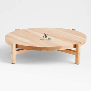 Wooden Elevated Lazy Susan <b>Round</b> Shape Rotating Serving Tray & Cake Stand For Kitchen & Dining Table Decor Serving Cakes - Product Image 1
