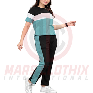 Conjunto de camiseta y pantalón de algodón para mujer, proveedor directo de fábrica, nueva llegada, conjunto deportivo de verano para damas. - Product Image 2