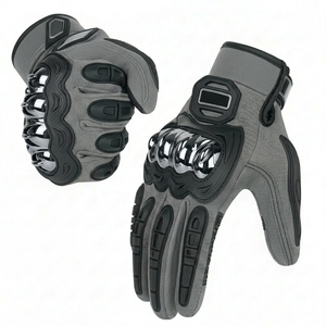 Gants de moto en cuir noir avec protection rigide des phalanges et paume renforcée pour la conduite tactique 2026 - Product Image 1