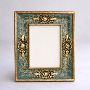 กรอบรูปสี่เหลี่ยมผืนผ้าโบราณสุดหรู ตกแต่งด้วยเรซิ่นและโลหะ งานแฮนด์เมด สำหรับตั้งโต๊ะหรือแขวนผนัง เหมาะเป็นของขวัญ - Product Image 1