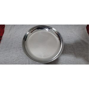 Hammered Stainless Steel Decorative Serving Tray Round Silver Metal Food Platters Luxury Wedding Event Catering Charger <b>Plate</b> - Product Image 4