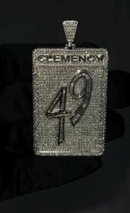 Pendentif de luxe pour homme en moissanite, plaque personnalisée avec lettre, numéro porte-bonheur, nom, initiale hip-hop glacée, en argent 925 certifié - Product Image 6