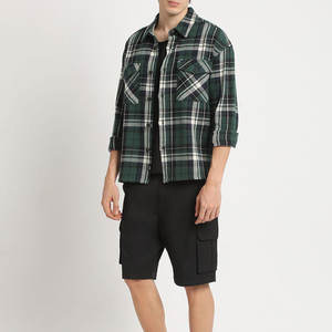 Chemise en flanelle à carreaux en coton pour hommes, manches longues, décontractée, boutonnée, pour l'extérieur, chaude, vêtements de travail, vente en gros, fourniture OEM - Product Image 4