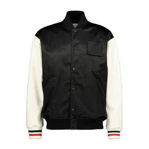 Veste universitaire en molleton coloré avec broderie chenille, patchwork et manches en cuir, style Letterman, pour le basketball, unisexe - Product Image 2