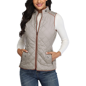 Unisex <b>Quilted</b> Sleeveless <b>Gilet</b> Vest Solid Color Windproof Fleece Autumn Outerwear with Zippered Pockets - Product Image 4